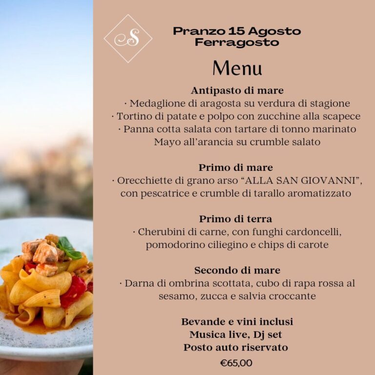 Pranzo di ferragosto del 15 Agosto 2024 a Polignano a Mare - Ristorante Specchia